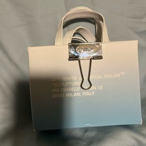 Small off white mini bag blue and white leather